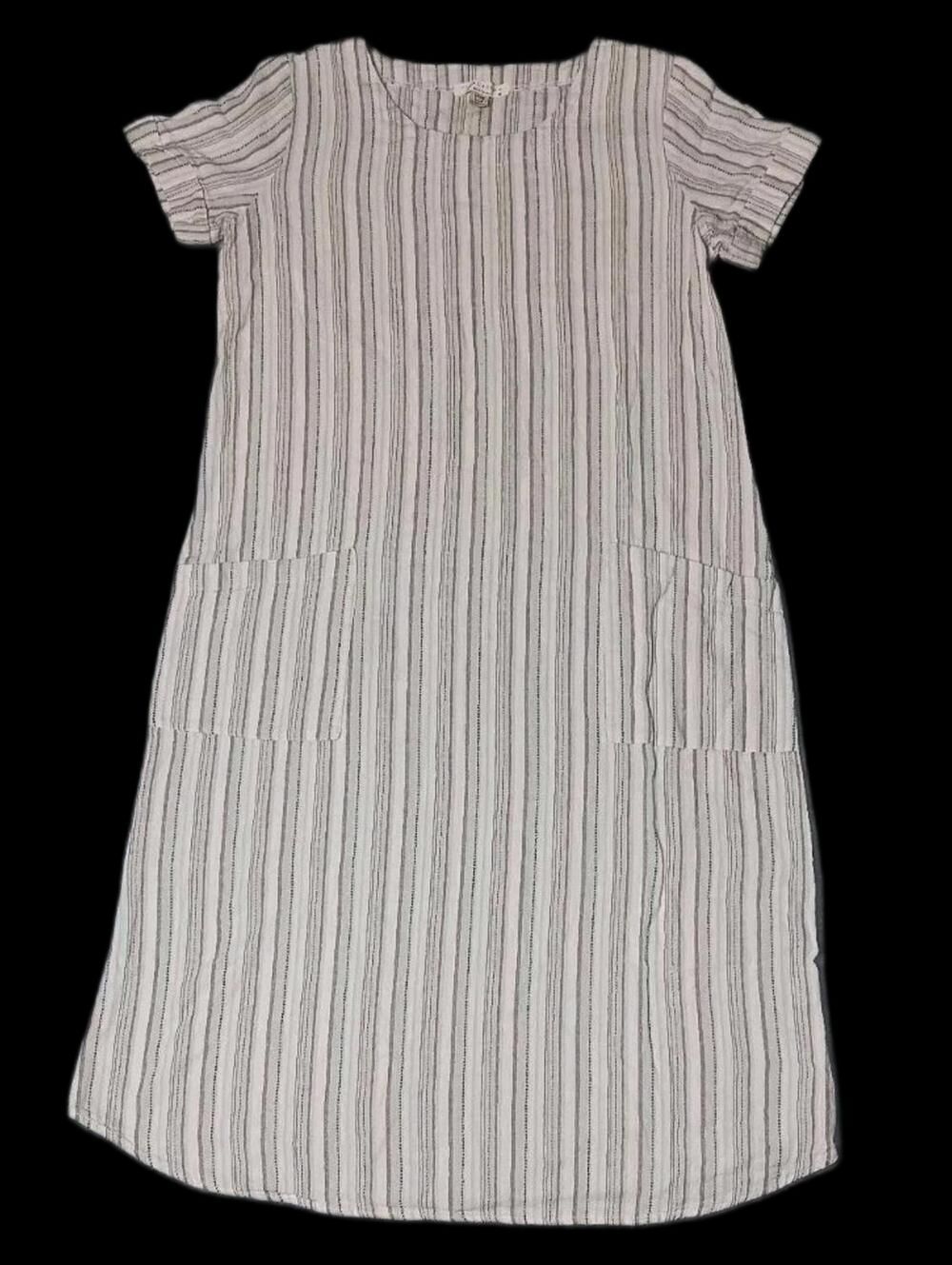 Finaltouch Tunic Dress Womens Size Medium White Multicolor Stripes Linen...